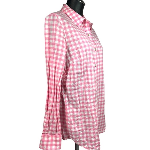 Vineyard Vines Shirt Women's 6 Pink White Gingham Button Up Casual Cotton 2W0744 - Picture 5 of 8